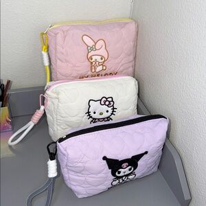 Sanrio Cosmetic Bag Set - My Melody, Hello Kitty & Kuromi (3 Pieces) NWOT